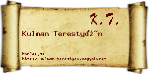 Kulman Terestyén névjegykártya